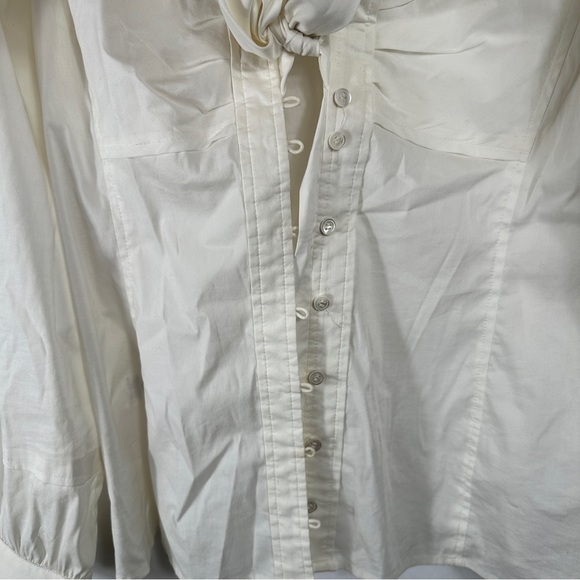 BCBG MaxAzria Cream Tie-Front Blouse - Picture 6 of 12